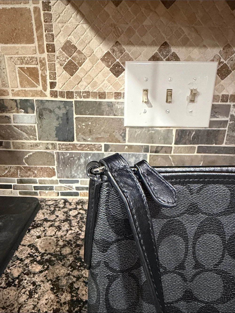 Coach Black Signature Monogram Shoulder Bag